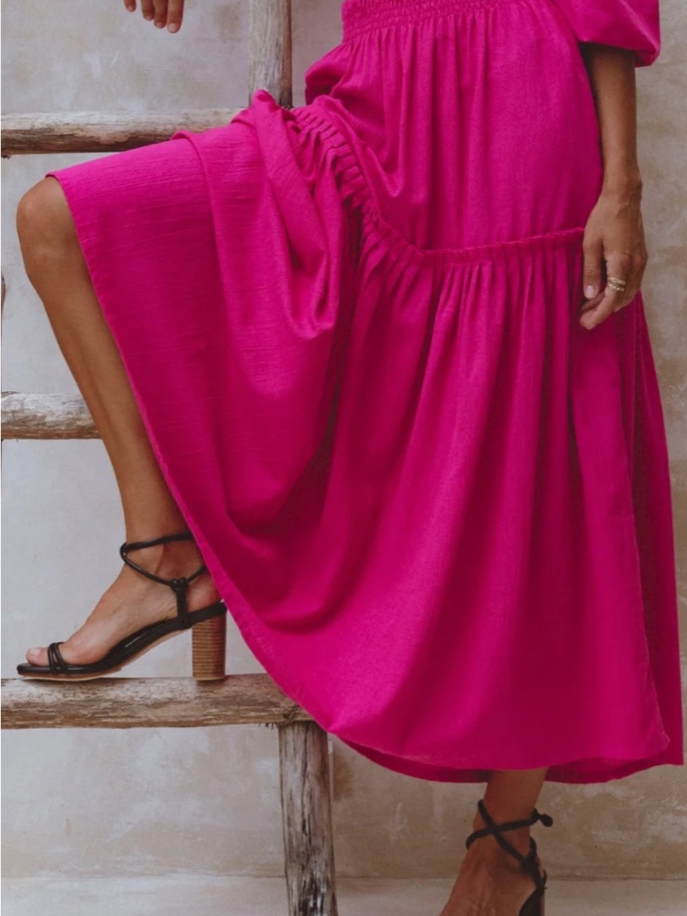 Balielf made by hand Annabelle Hot Pink Smocked Crop Top & Skirt Nwt - Picture 3 of 12
